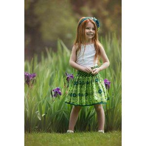 Persnickety NWT Green Tenley fold over floral pattern Skirt size 18 months